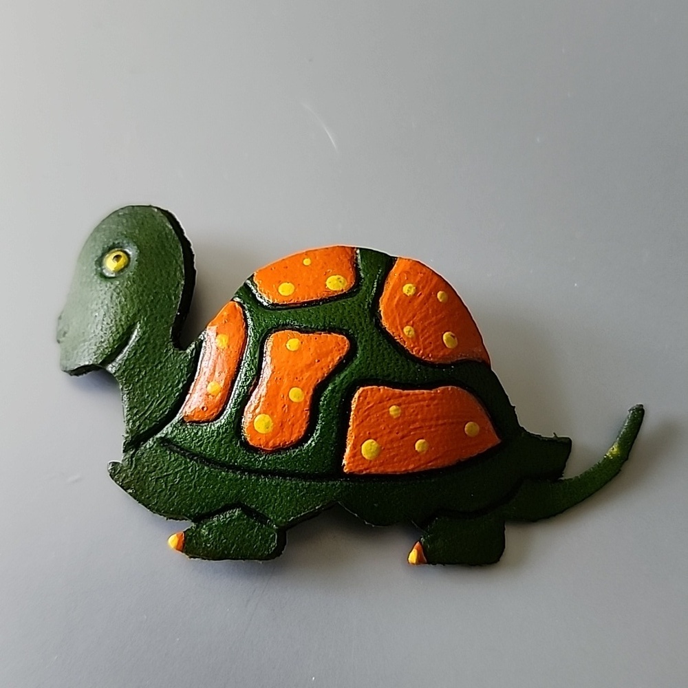 Vintage Turtle Pin Leather